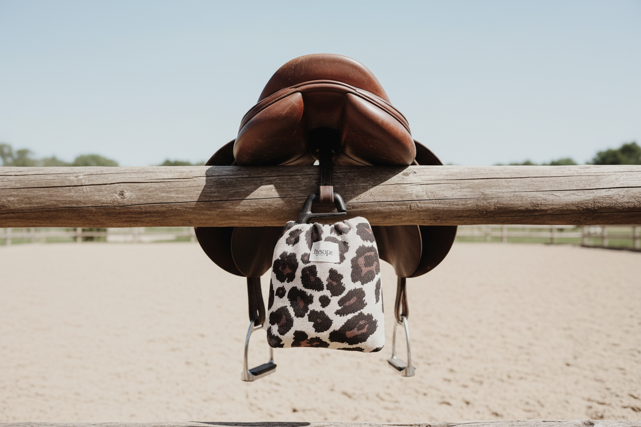 Housse léopard jacquard sur selle
